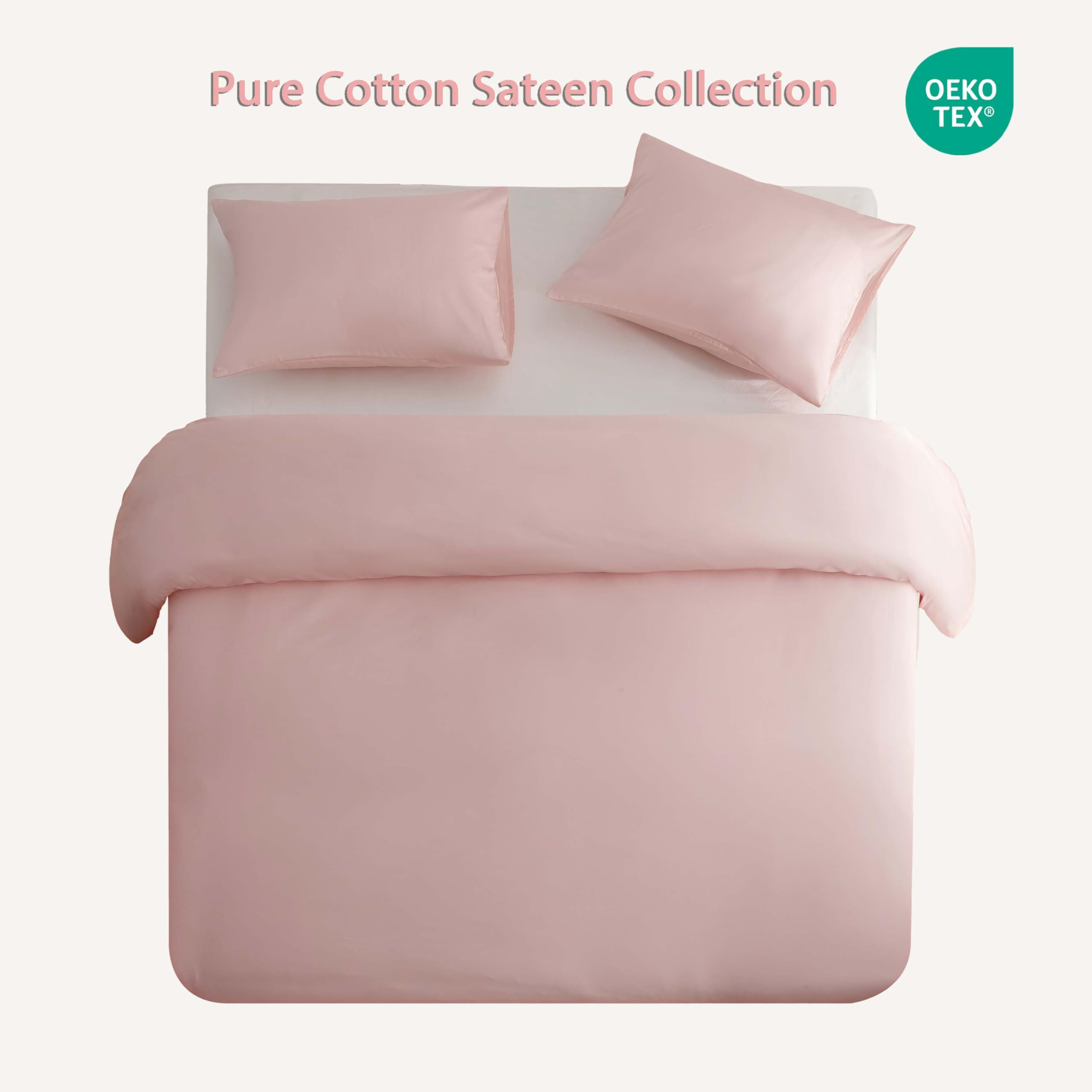 HeimenAogo Queen Size Egyptian Cotton Duvet Cover Set – Silky Sateen Weave, 3-Piece Pure White Bedding