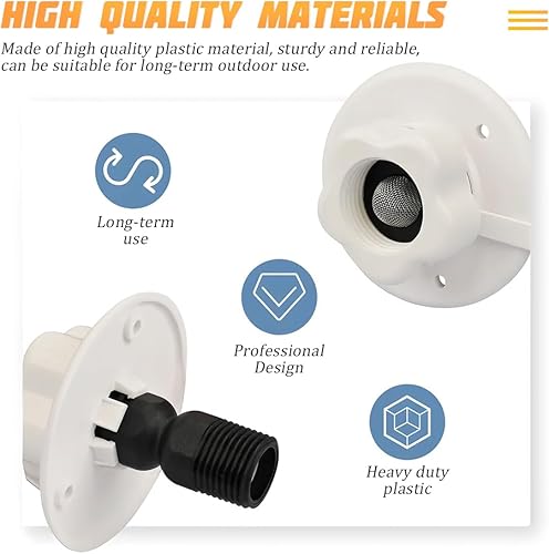 Miniatura 3 de AICEL Entrada de agua para autocaravana, conexión de entrada de agua para caravana con válvula de retención, repuesto de entrada de brida de agua