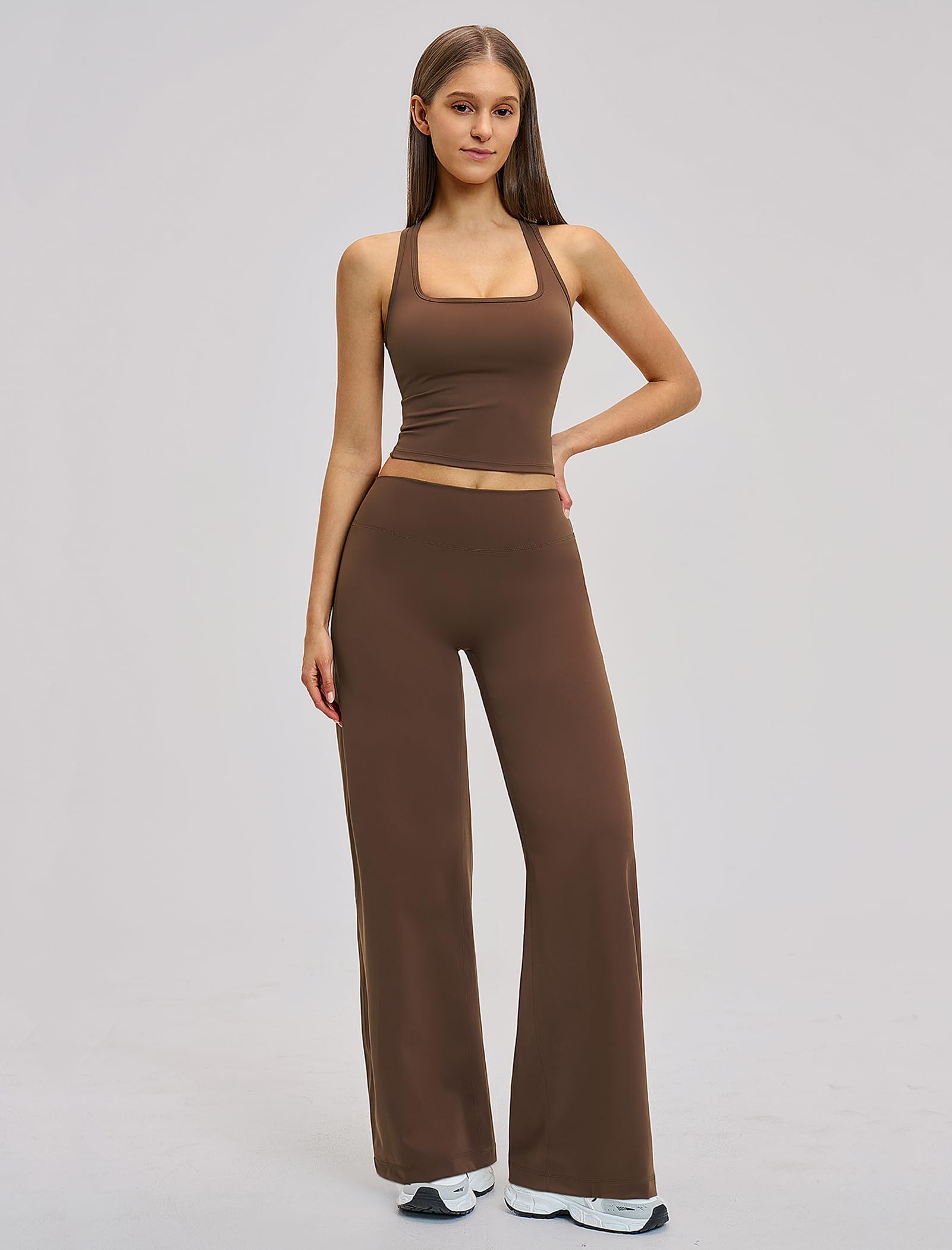 Set sportivo da donna, 2 pezzi, con gamba larga, per yoga e fitness | Vita alta, gamba larga, elasticizzato a 4 vie, per yoga, fitness, pilates e tempo libero