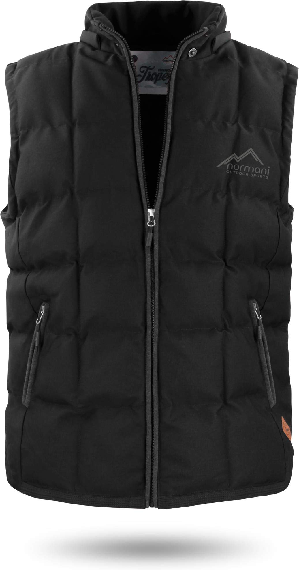 normani OUTDOOR SPORTS Wattierte Steppweste Bodywarmer - 100% Winddichte Outdoor Weste mit Lederpatch, Kapuze und Stehkragen