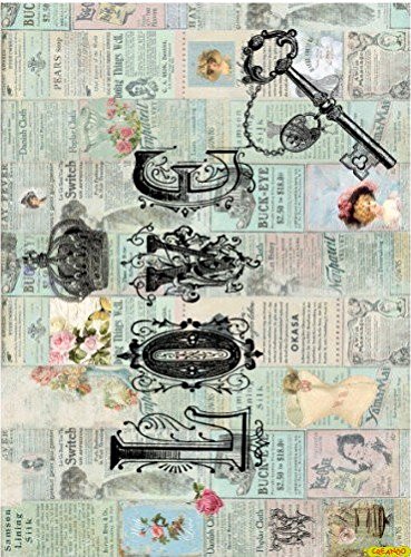 Papel de Arroz Cadence Love con Fondo Vintage 30x41cm Ref. 455