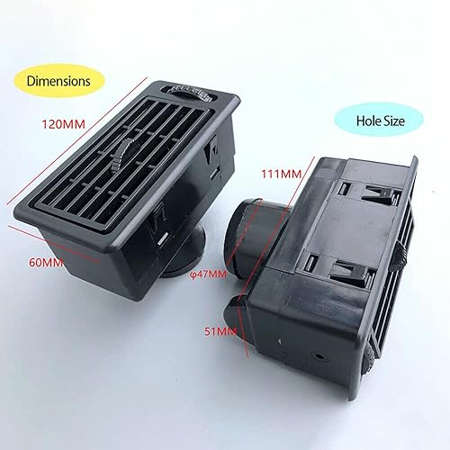Miniatura 7 de TEAMWILL Salida de ventilación para salpicadero, 2 unidades, color negro, para coche, camión, RV, ATV, calor, CA, salida de ventilación