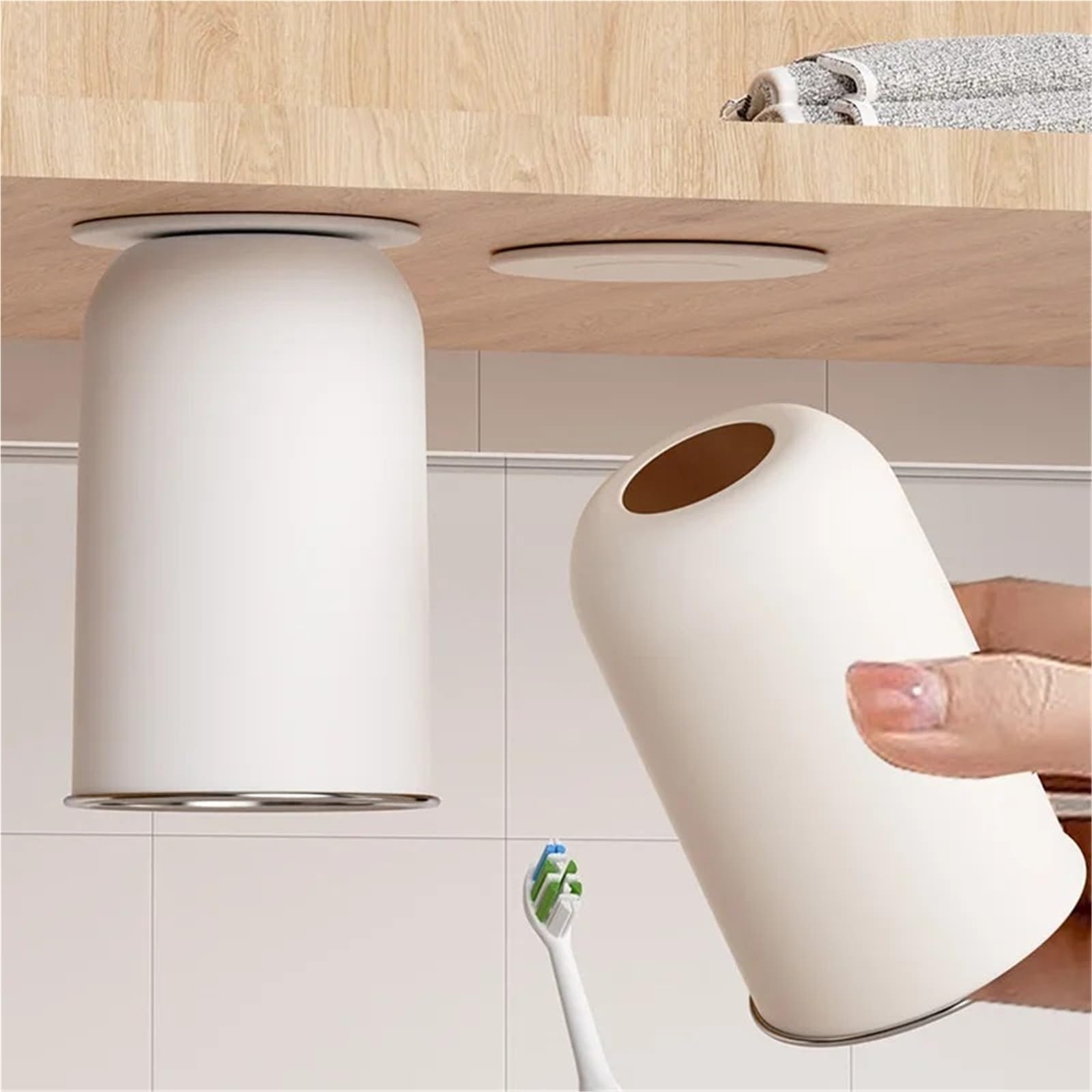Taza for Cepillo de Dientes, sin perforación, Montaje en Pared, multifunción, Taza Agua for Lavado del hogar, 1 ud para Ducharse,Cepillarse Los Dientes