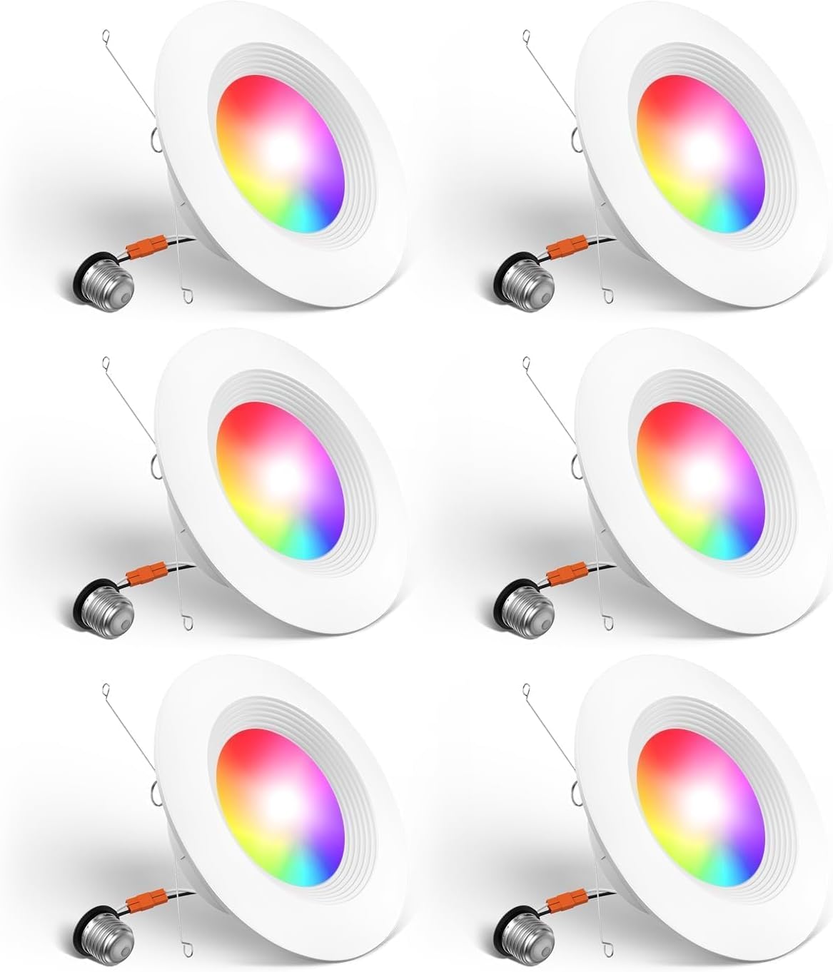 Amico 6 Pack 5/6 Inch WiFi LED Recessed Can Smart Matter Lights, RGBCW Color Changing Retrofit Recessed Lighting, Voice & APP Control, 12W=110W 1100LM, Alexa & Google Compatible, ACK, IC & ETL
