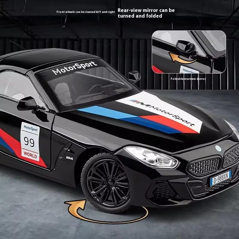 Image of 1:24 B-M-W Z4 Diecast Metal Pull Back Car with Openable Doors with Lights and Sound Toy Decoration, Showpiece Car Best Gift Toys for Kids【Black】