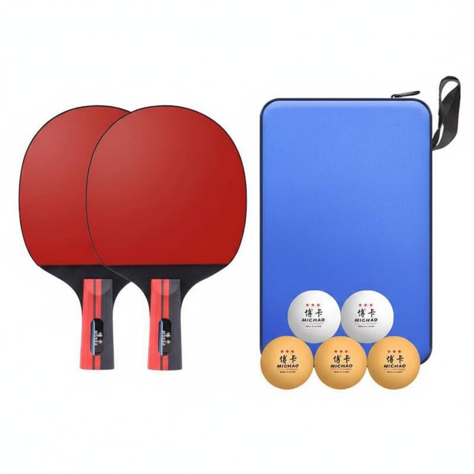 table pong paddle set inverted rubber table tennis racket set comfortable grip 2 player table pong kit for beginners, students, training pro short handle