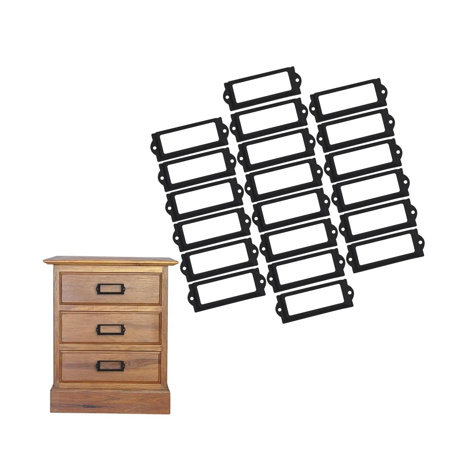 Cidegoo Black Metal File Label Holders 100Pcs For Office Drawer Tag Pull Handle Frames