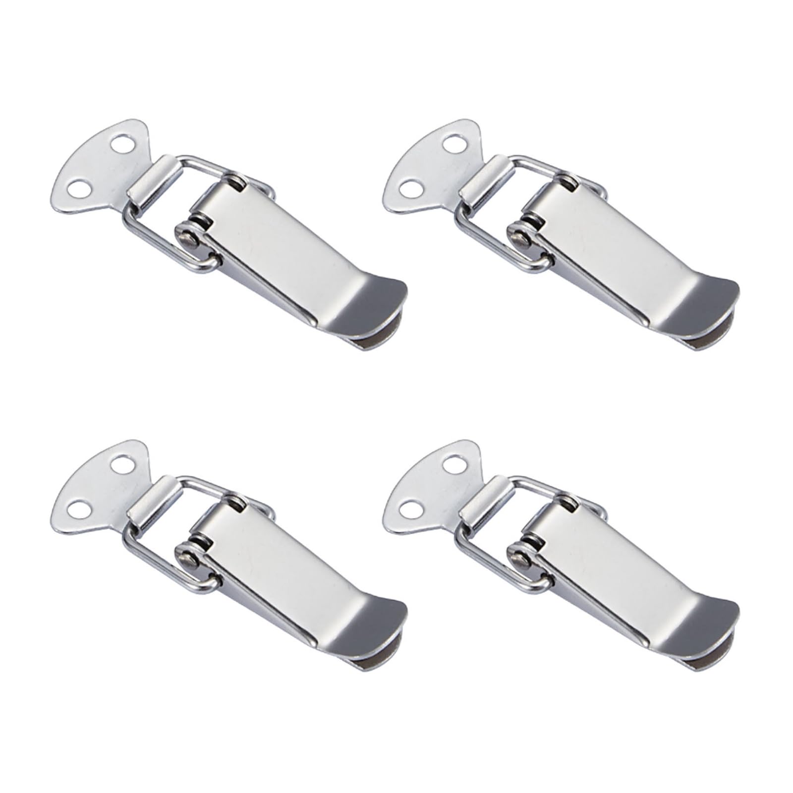 Leliafleury 4PCS Spring Loaded Toggle Latch Stainless Steel Tension Clasp Spring Lock Hasp Catch Duck Billed Buckles for Toolbox Drawer Cabinet Case Closet Small