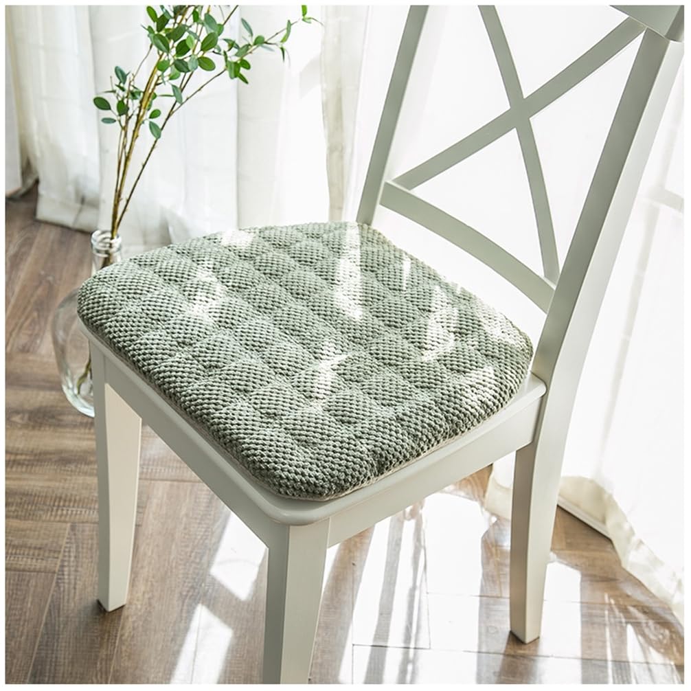 ZTGL 16" x 18" Chair Cushions with Ties, Chair Pad for Kitchen Chair with Removable Cover, Non Slip Seat Cushions for Dining Chair, Durable Chair Pads Washable,Green,(Pack of 1)