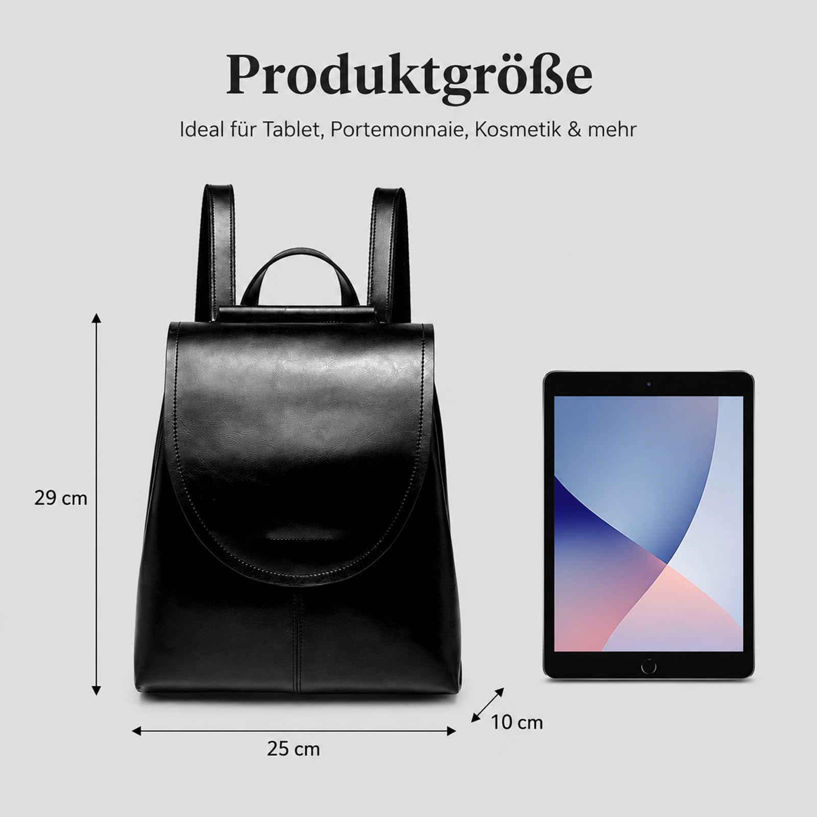 Drawelry Retro Rindsleder Rucksack für Damen, Multifunktional Echtleder Rucksäcke Tagesrucksack Handtasche Britischer College Stil Umhängetasche Schultertasche Frauen Leder Daypack (A-Schwarz)