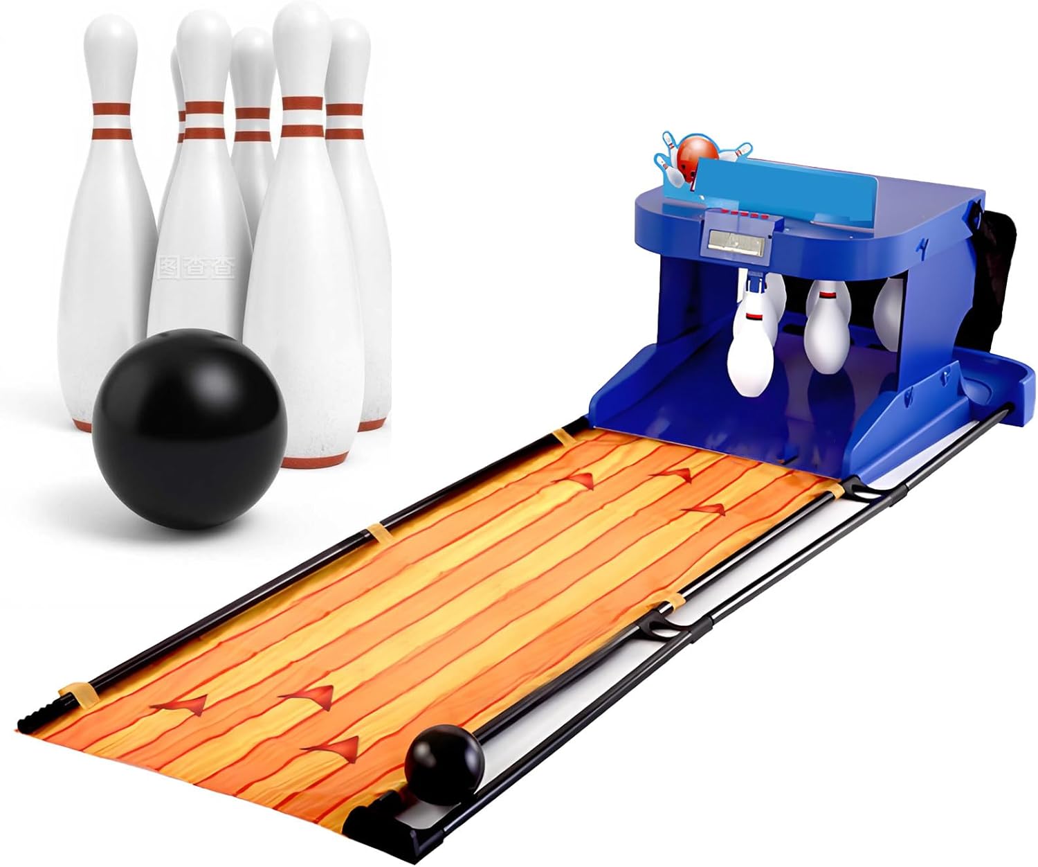 Automatic Reset Bowling Game, Electronic Bowling Alley for Home with LED Score Display, Simulation Sound & Light, for Family Party Kids Adults 2m/6.56ft