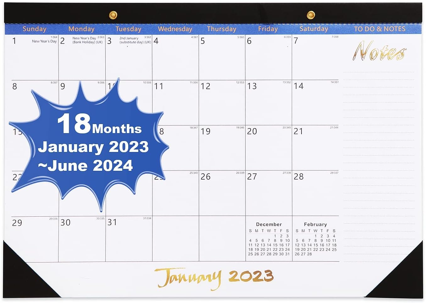 Large Desk Calendar 20232024 17 x 12 Inch 18 Monthly