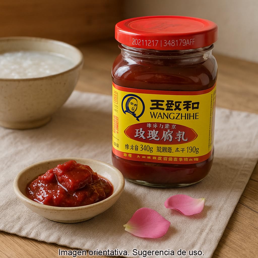 Tofu fermentado con rosas 340 g en frasco de cristal, pasta umami para cocina china, condimento aromático intenso para salteados, sopas y salsas
