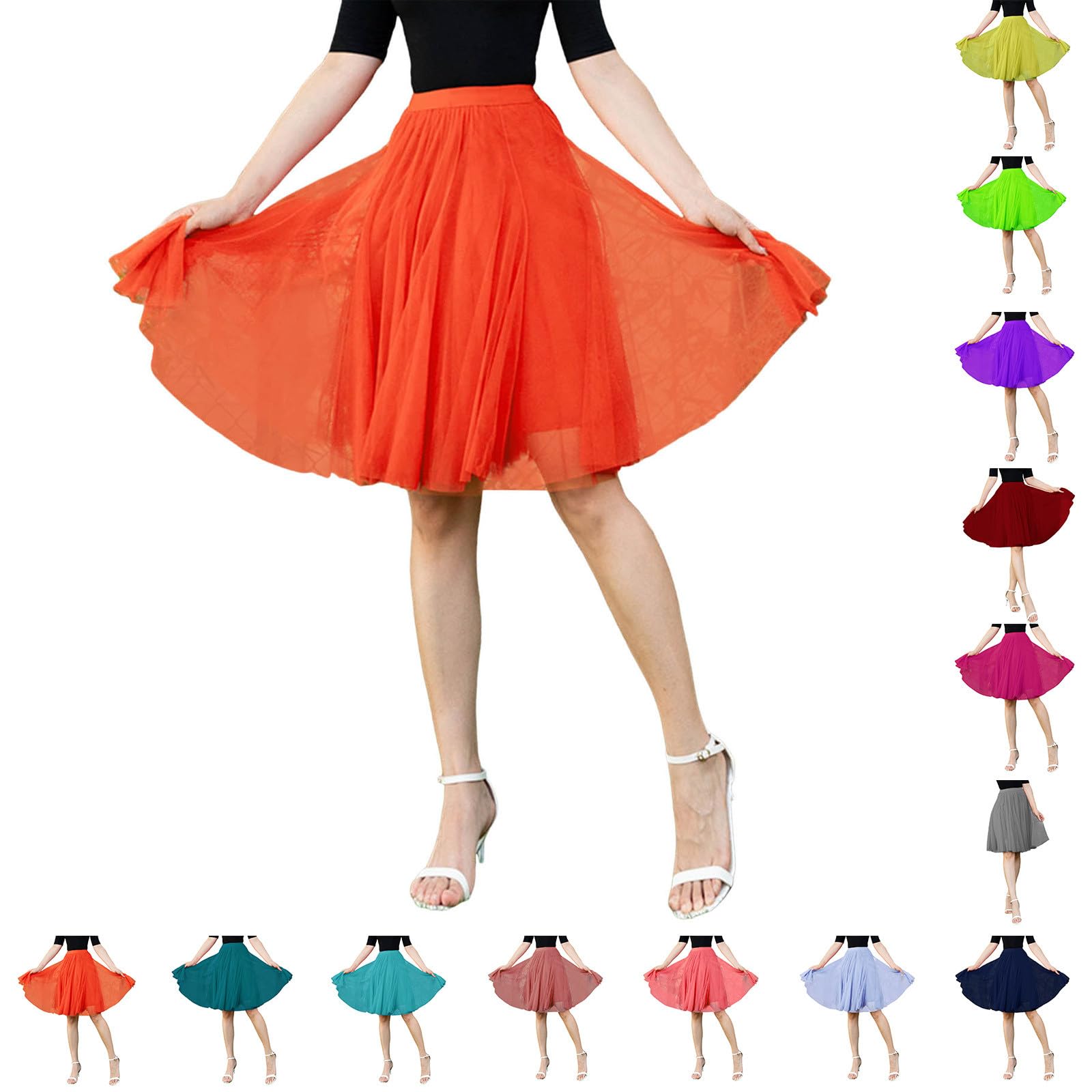 Gonna da donna in tulle, classica gonna anni '50, con collo alto, gonna plissettata, di alta qualità, per donne e adulti, stretta da donna con fessura