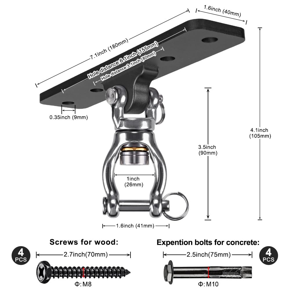 Kipika - Soporte para bolsa pesada de montaje en pared, colgador giratorio para saco de boxeo de alta resistencia para gimnasio en casa al interior, longitud ajustable para saco de kickboxing, saco