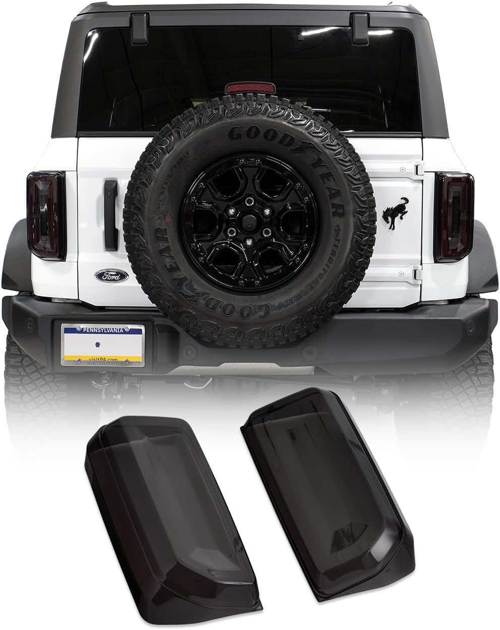 IAG I-Line Smoked LED Tail Light Covers for Ford Bronco 2021+ 2/4 Door (OEM LED Taillights ONLY, Does not fit Base or Sport models)