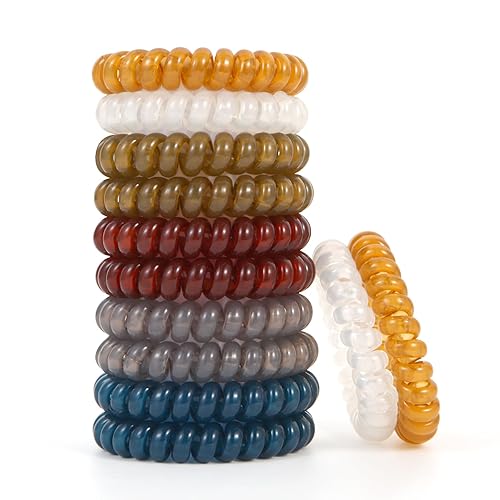 Miniatura 9 de Emrlyr 12 lazos navideños para el cabello, en espiral, sin daños, soportes para coletas de caballo, cordón elástico impermeable para mujeres y niñas