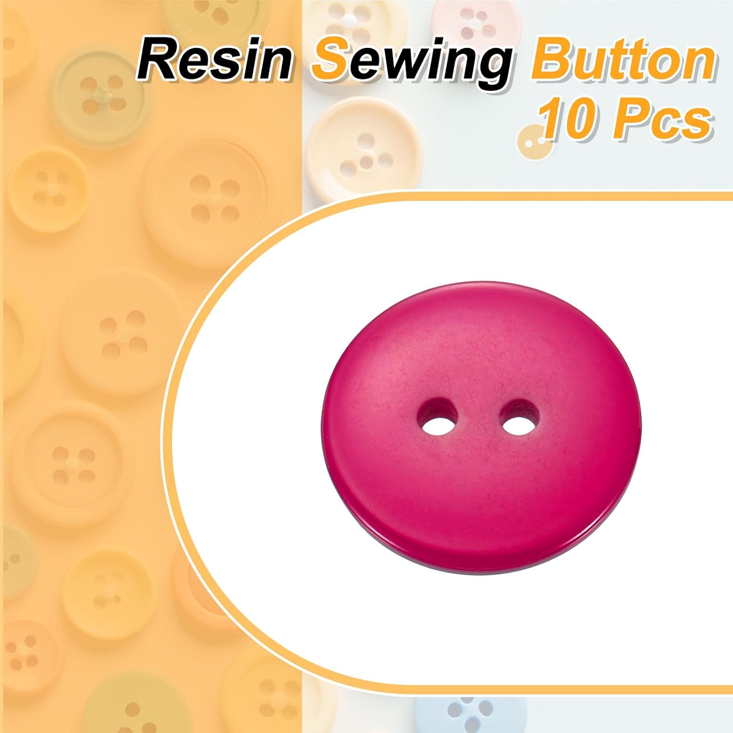 HARFINGTON 10pcs Resin Sewing Button, 20mm (3/4-inch) 2 Holes Round Craft Decorative Buttons for Coat, Clothes Holiday Decoration, Rose Red - Image 3