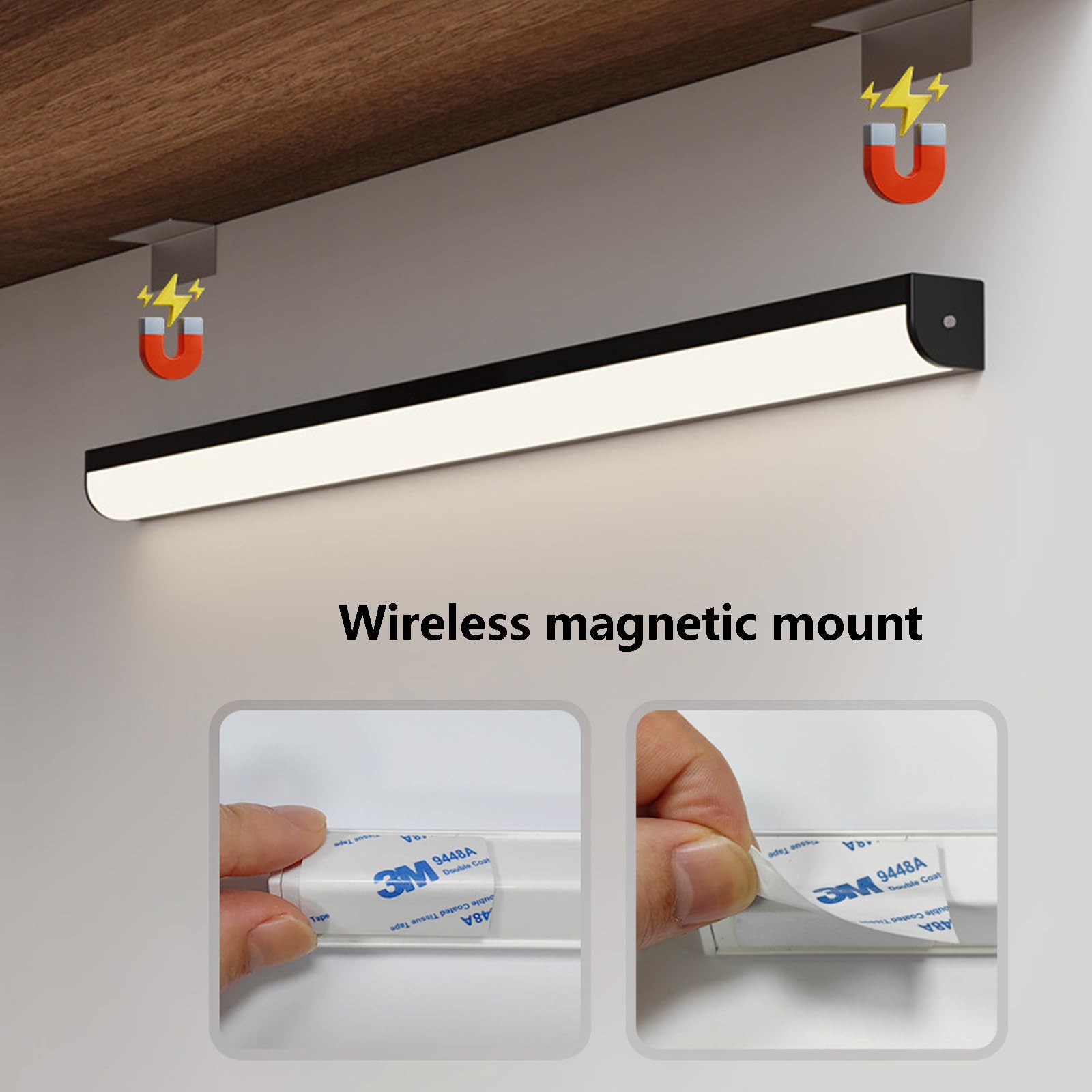 LED Wandlampe Akku Wandleuchte mit Fernbedienung Wandbeleuchtung Dimmbare 2700K/4500K/6500K Wandleuchten Aufladbar USB für Kleiderschrank Küchen Schlafzimmer (Weiß,80cm)