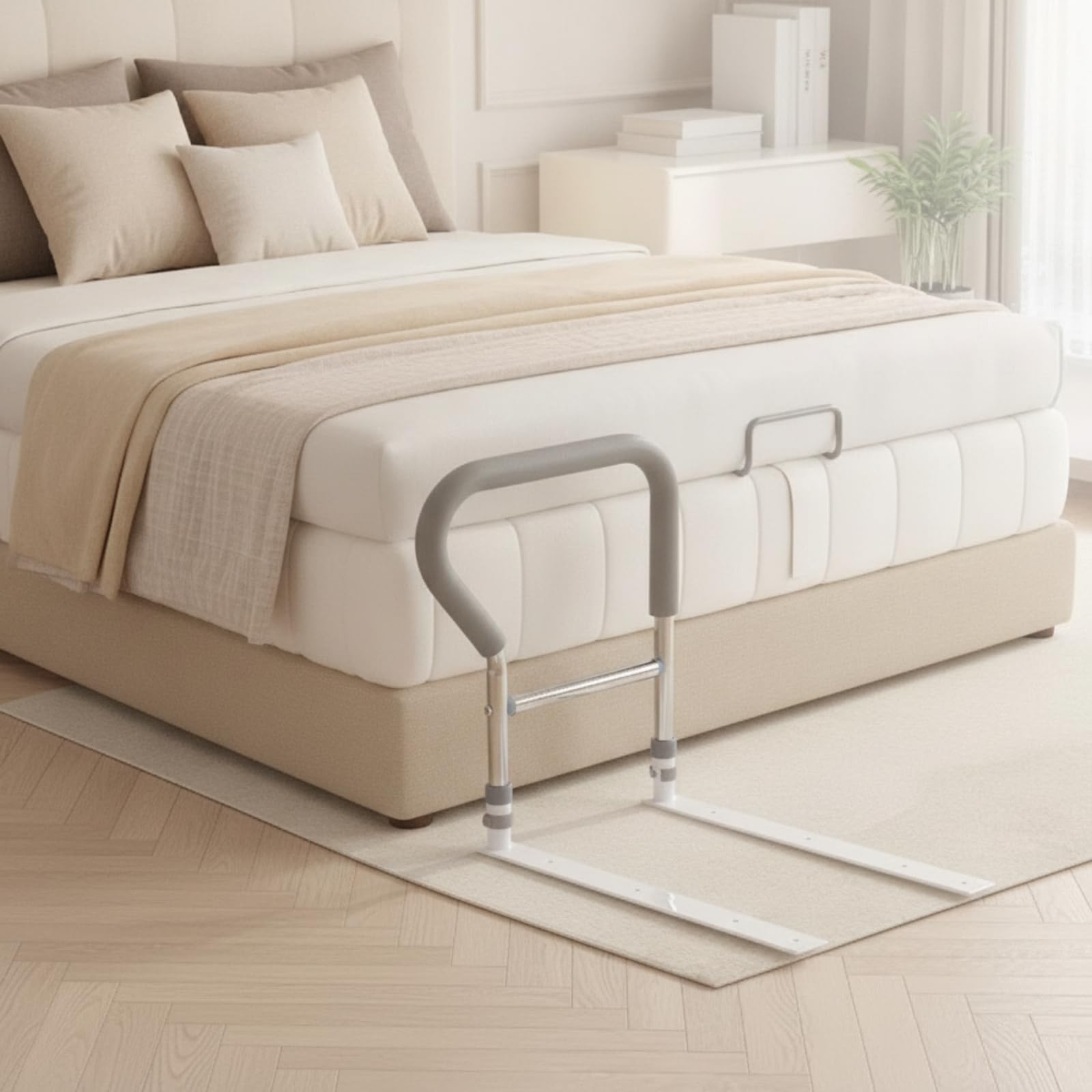 Stabil Aufstehhilfe mit Haltegriff | Montage ohne Bohren, ergonomisch, Bettgalgen mit Matratzenhalterung, für häusliche Pflege, Schlafzimmer, Senioren,