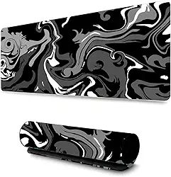 Mouse Pad Gamer Profissional Grande Confortavél Anti Derrapante 90x40 Escritório - Abstrato Preto e Branco