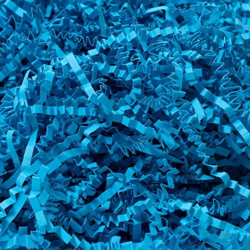 Wowxyz 1 LB Crinkle Cut Paper Shred Lake Blue Crinkle Shredded Paper for Gift Baskets - Gift Box Bag Filler - Confetti Stuffing for Birthday Holiday Present Packaging Wrapping