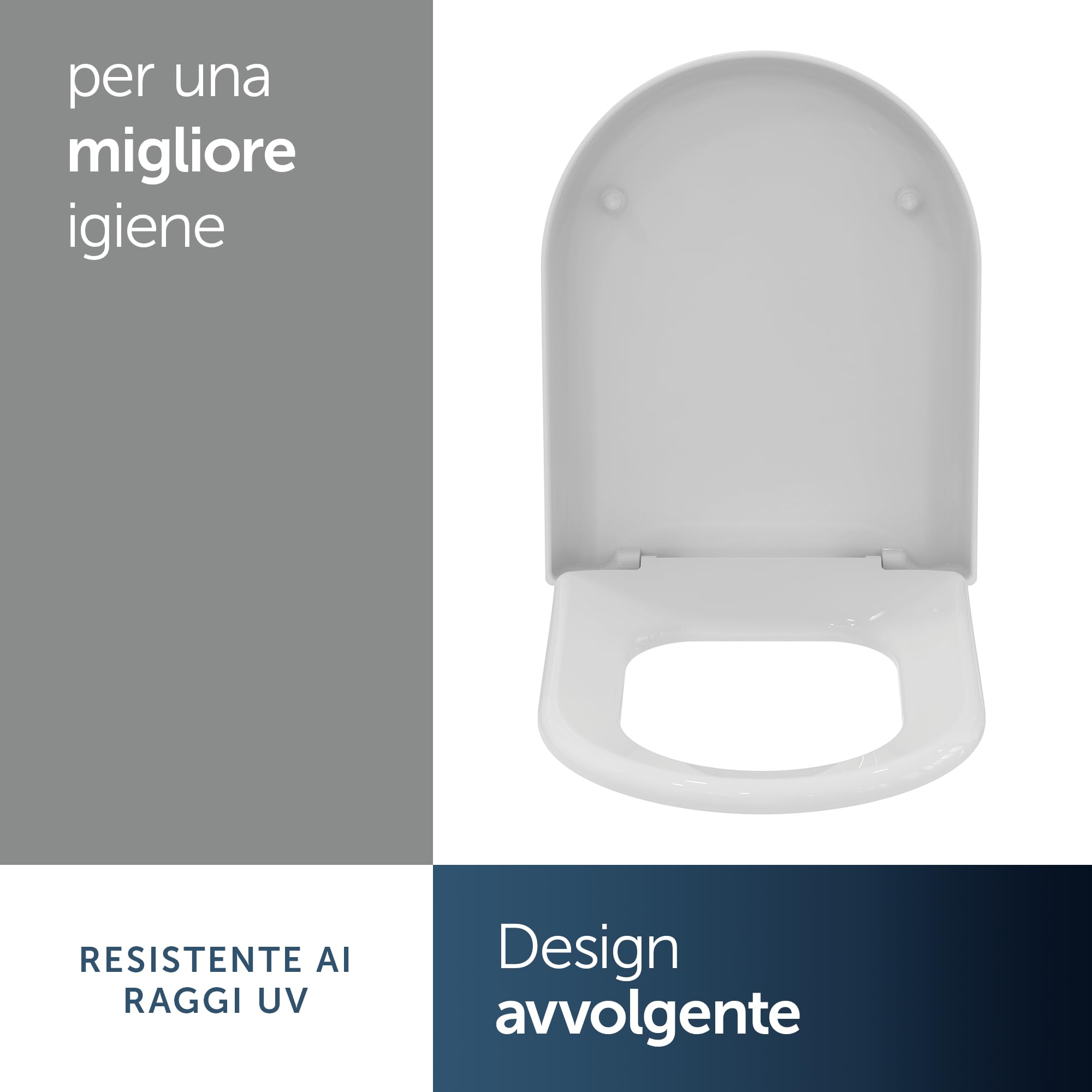 Ideal Standard Clodia sedile per WC avvolgente, rotondo – Bianco