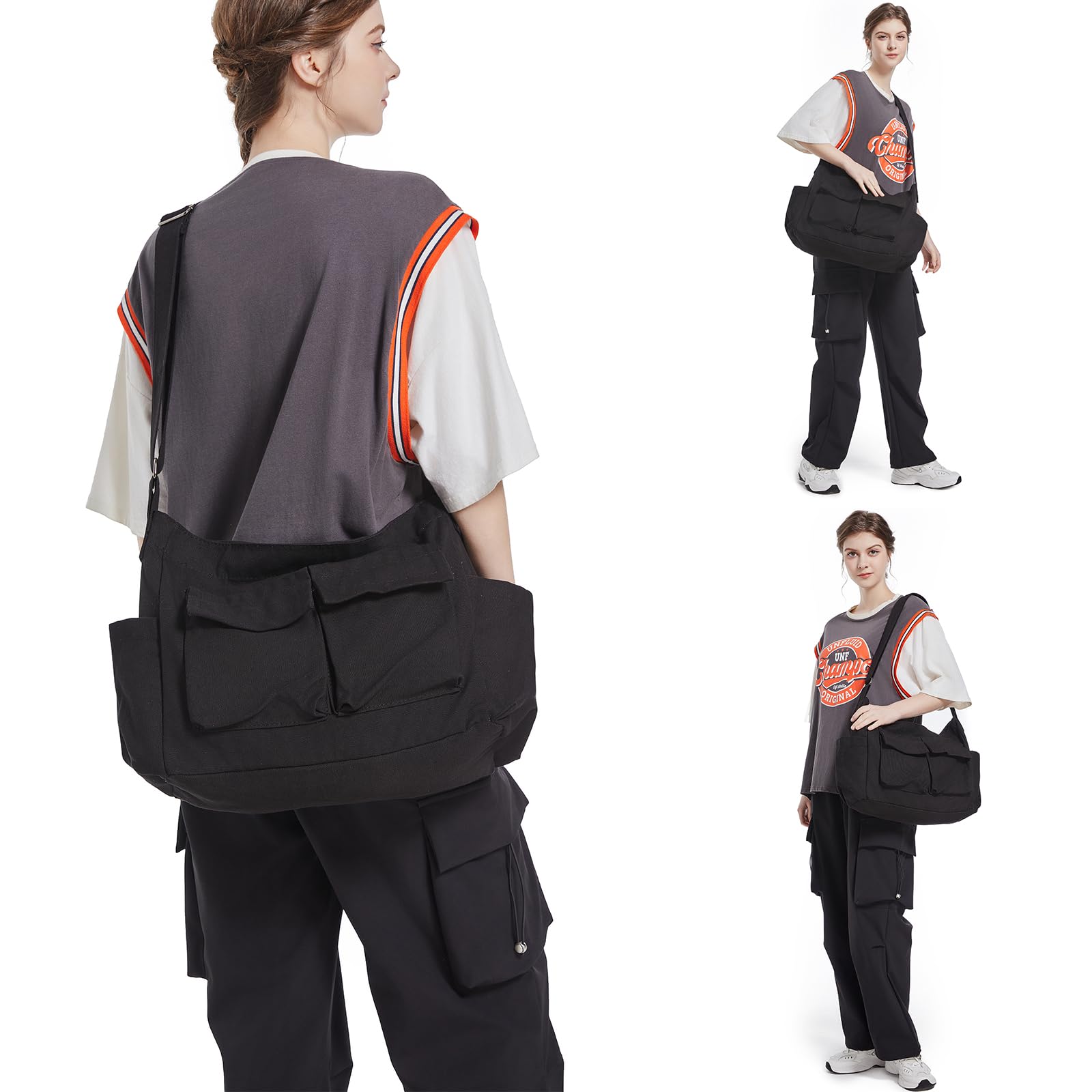 Bolsa Bandolera Mujer, Bolsa Cruzada de Tela para Hombre y Mujer, Viajar y Trabajar