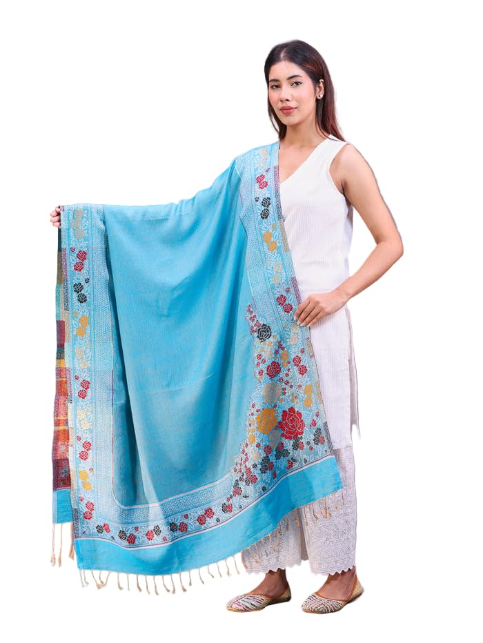swi with label Women's Floral Acrylic Woven Wool Shawl-picture-47
