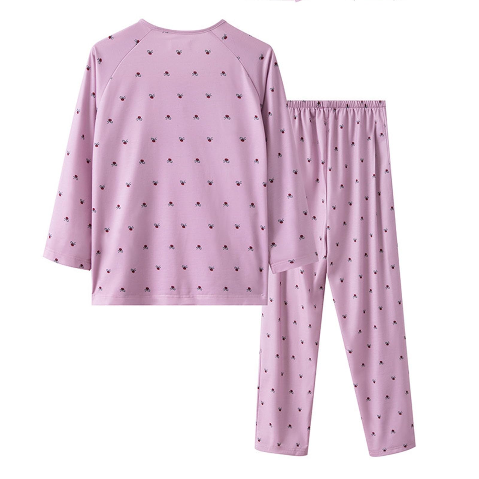 Pyjama long pour femme avec boutons - Ensemble de pyjama 2 pièces pour femme