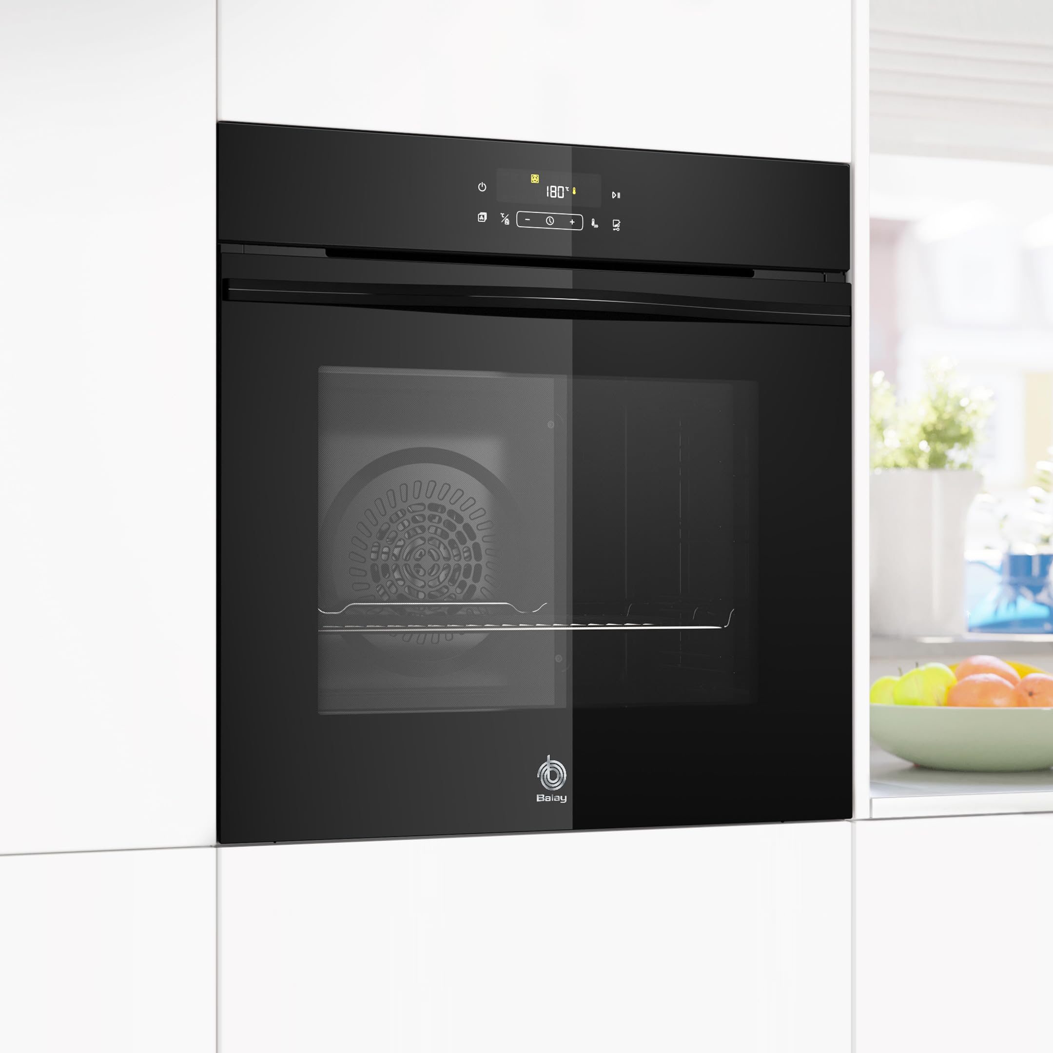 Balay – Horno con Vapor, 60 cm de ancho, 71L, Serie Cristal, Pirolítico, Función Freidora de aire, negro, 3HD5829N3