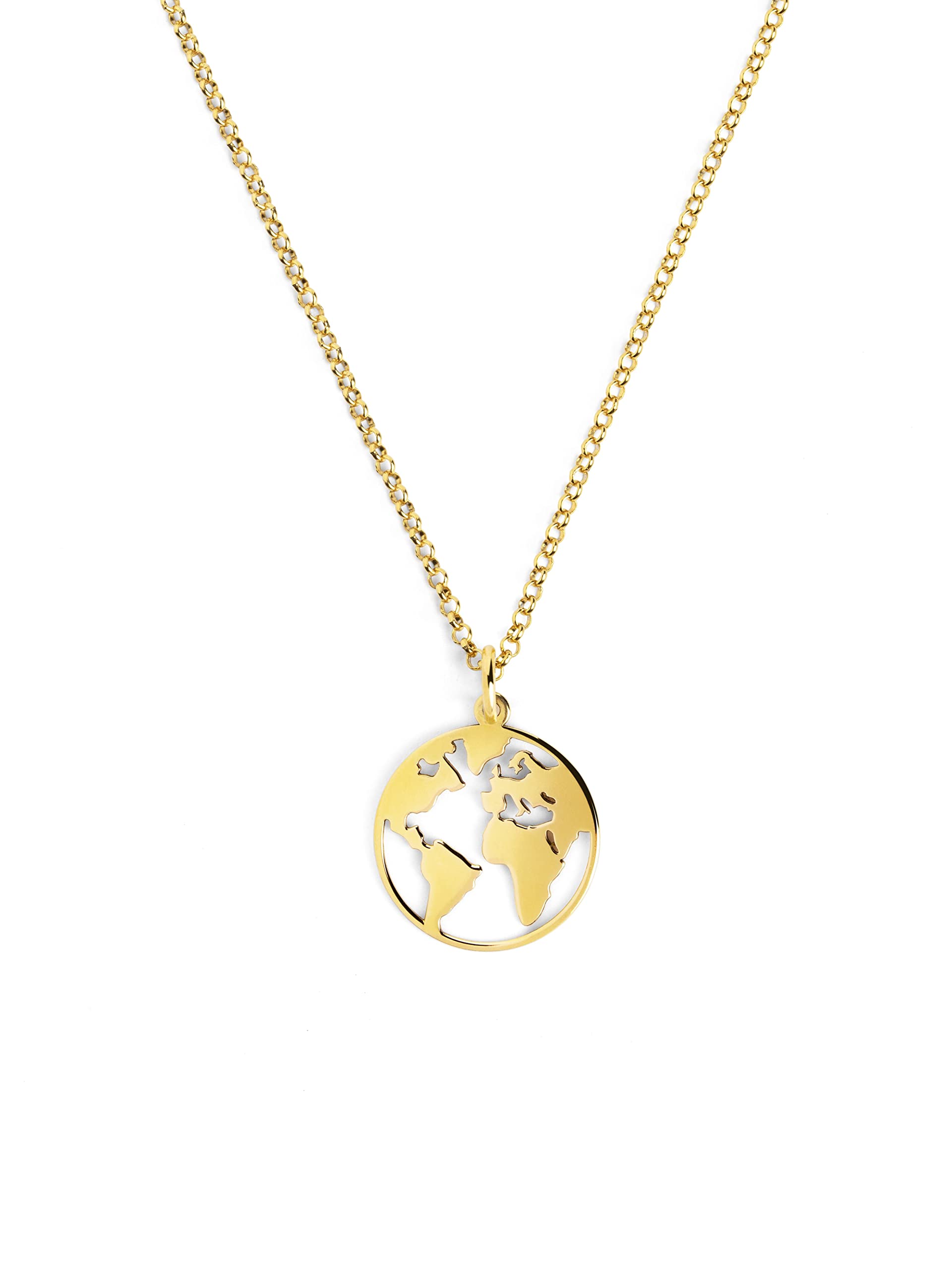 SINGULARU Collar Mundo - Colgante en Plata de Ley 925 con Bola del Mundo - Cadena de Talla Unica - Joyas para Mujer - Hecho en España - Varios Acabados