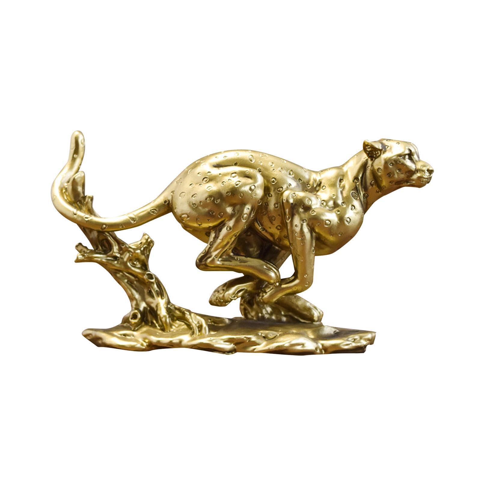 TWISAXC Simulation Leopard Ornament Miniature Craft Sculpture Desk Figurine Decor Living Room Gift Realistic Details Leopard Sculpture Figurine Animal Craft