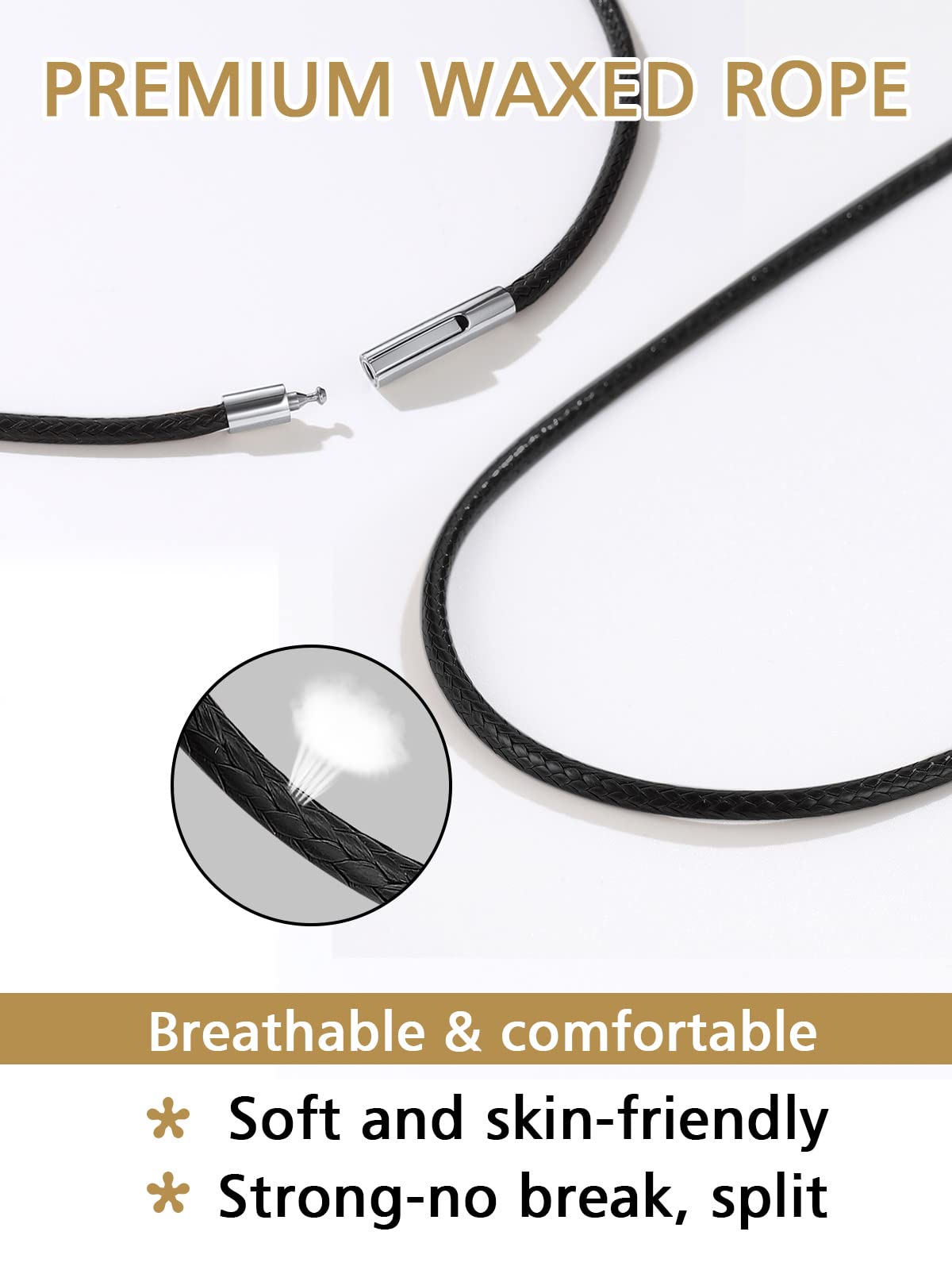 FindChic 2/3MM Collier Chaine Homme Cuir Cordon Collier pour Pendentif Femme Homme Chaîne Noir/Marron Ras de Cou Waterproof Boutton Rotatif avec Fermoir Acier Inoxydable Longueur 40cm-75cm