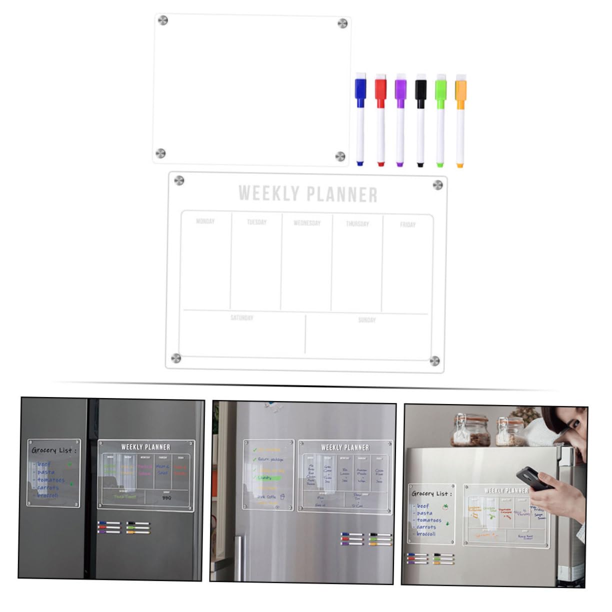 STOBOK Kühlschrank-whiteboard Abwischbarer Monatsplaner Praktische Erinnerungstafel Magnetische Notiztafel für Küche Wiederverwendbarer Kalender für Kühlschrank