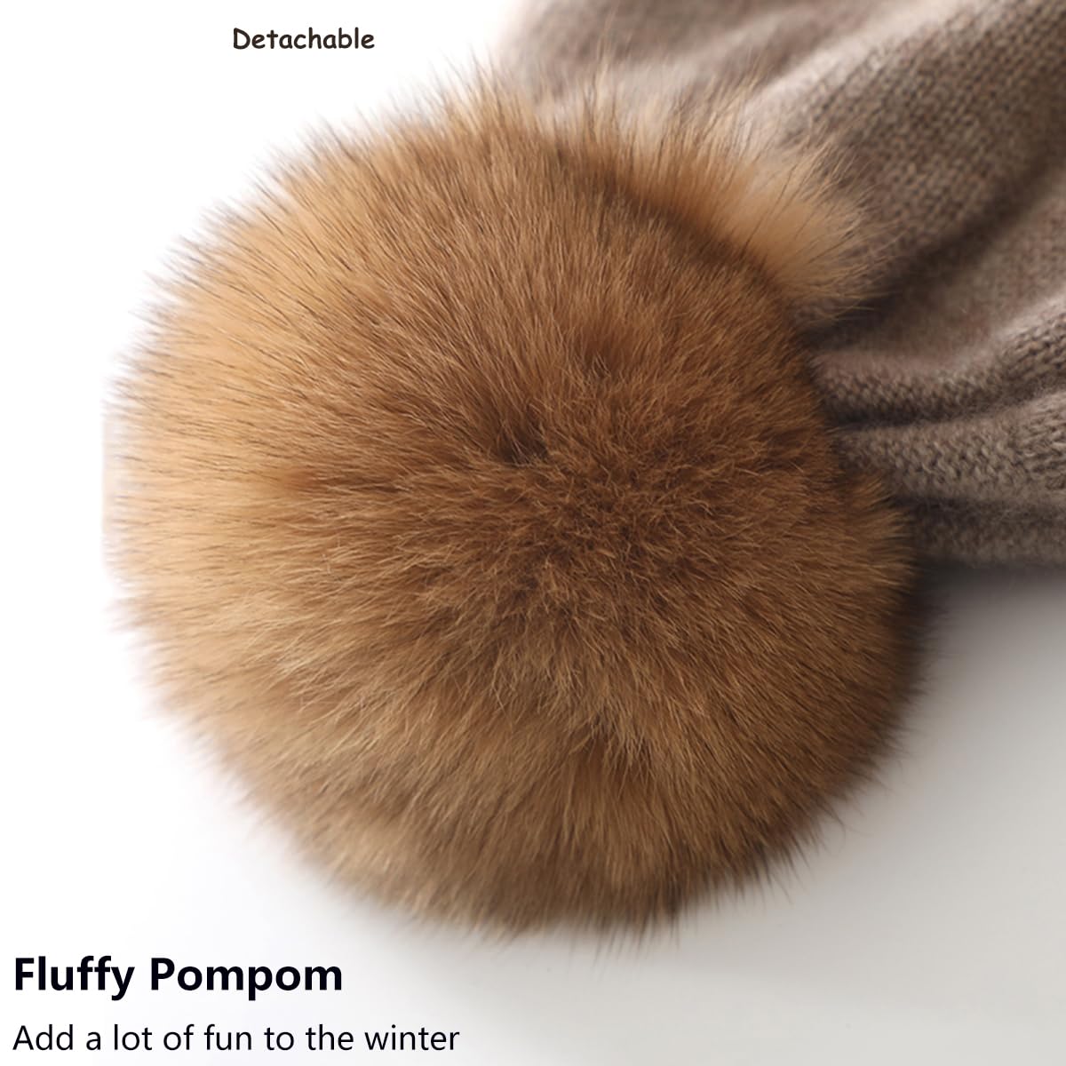 YUONNY Bambini Cappello a Maglia con Paraorecchie e Pompon Staccabile, 100% Cashmere Berretto Invernale Caldo e Morbido per 3-8 Anni Bambini Bambine, Adorabile Orecchie Cappelli per Sci Sport Regalo