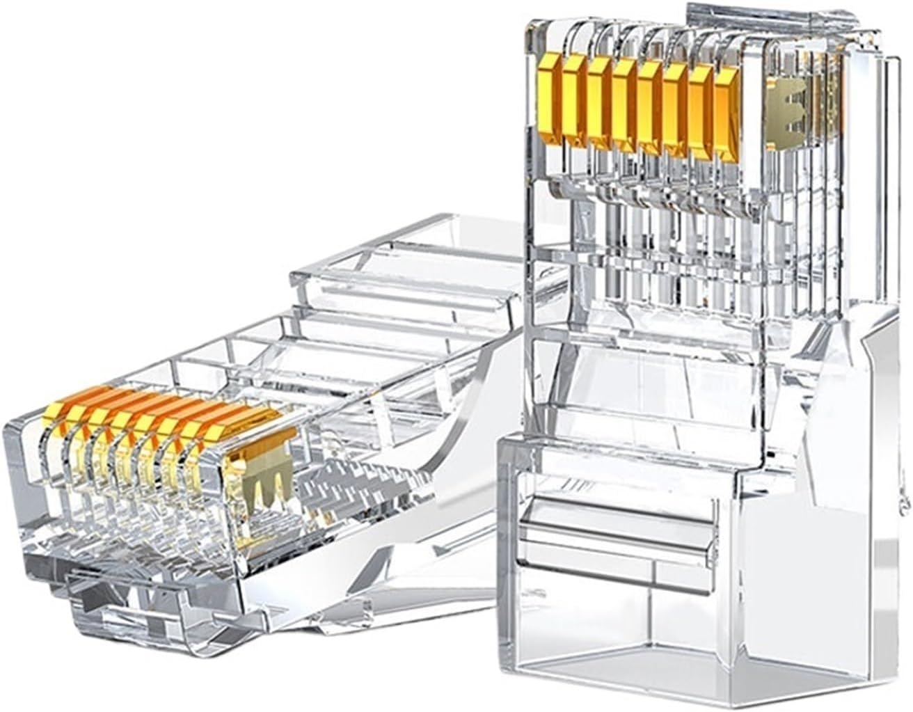 CAT5e CAT6 Connector RJ45 Modular Network Connector 50μ Plated 1.1mm Female End(50PCS,UTP CAT5E 1-piece)