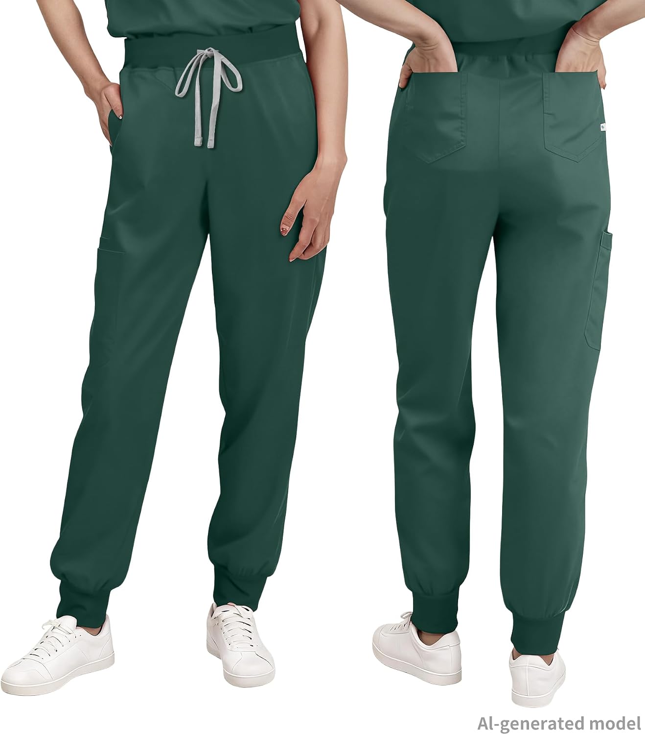 Women's Jogger Scrub Pants 6 Pockets Mid-Rise, Drawstring