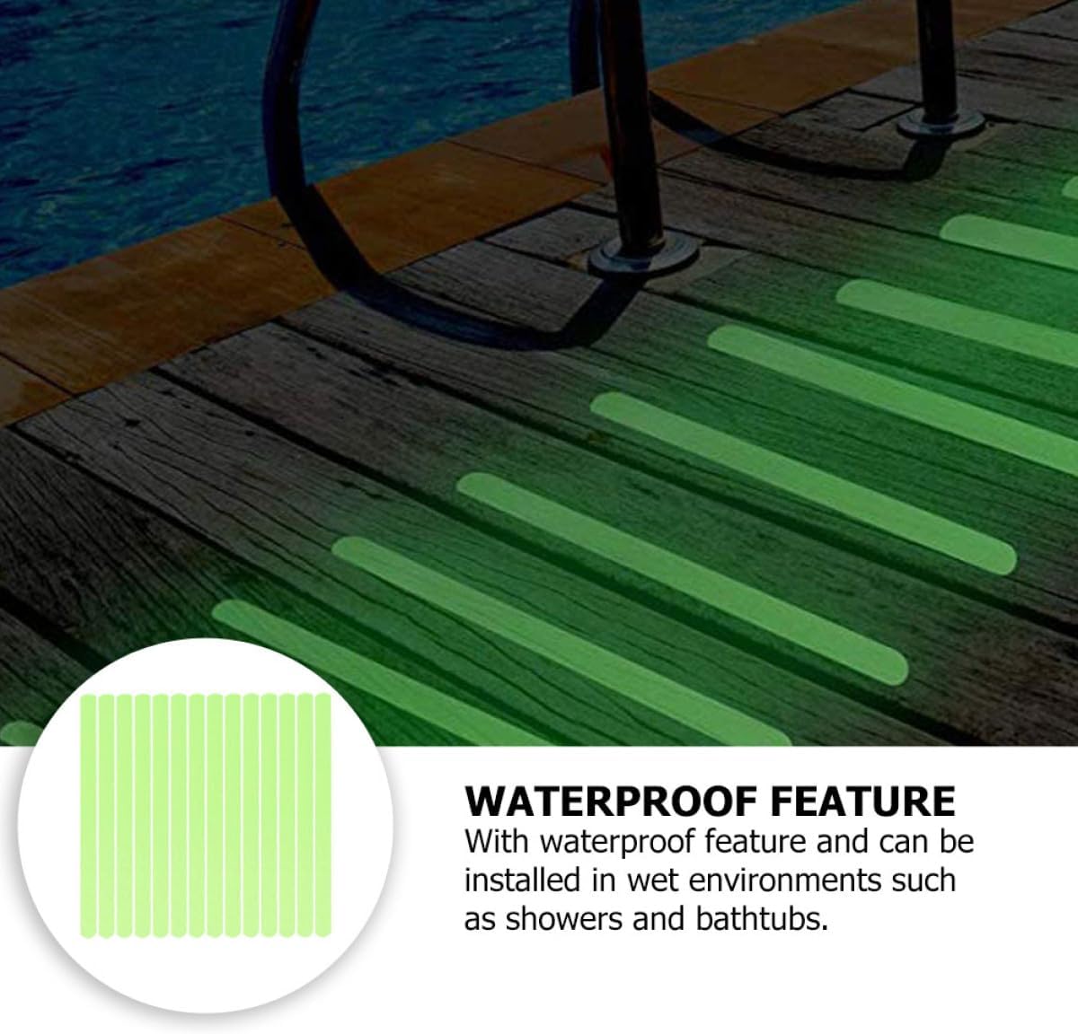 24pcs Peva Luminous Anti-skid Tape Strips, Fluorescent Safety Stair Grips Adhesive for Indoor Stairs, Nighttime Reflective Non-slip Warning Tape