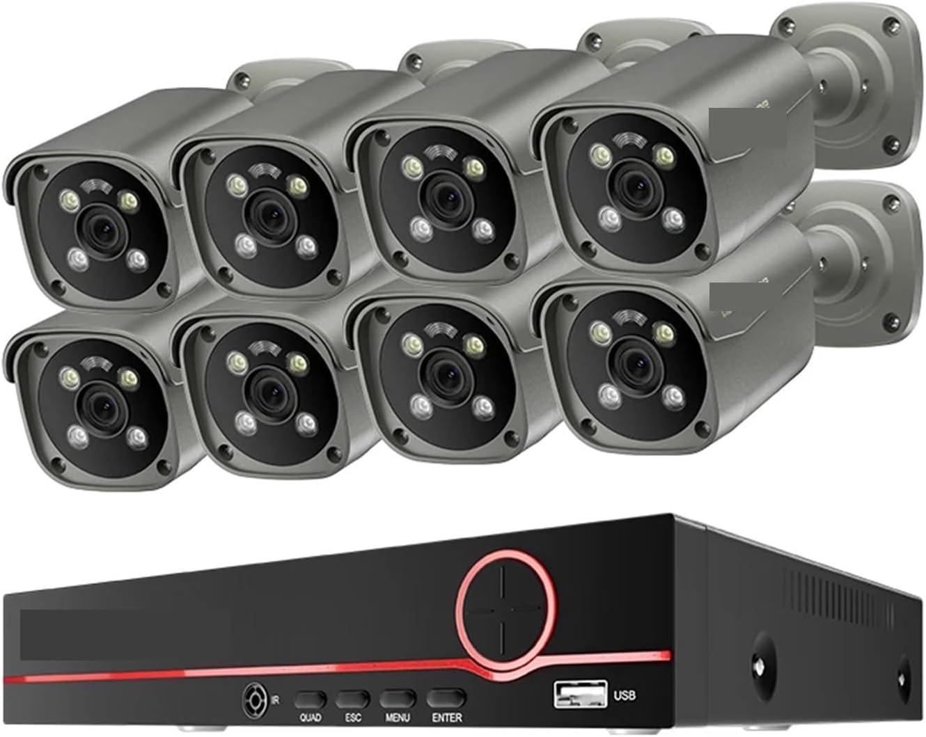 4K 8MP Surveillance Camera System H.265 8CH PoE NVR Kit Human Detection Red-Bule Light Alarm P2P Video Audio CCTV Camera(3T(户外运动),15)