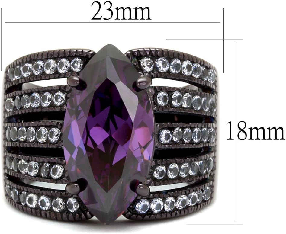 Marimor Jewelry Women's 5.82 Carat Marquise Amethyst Cubic Zirconia Brown Plated Stainless Steel Engagement Ring