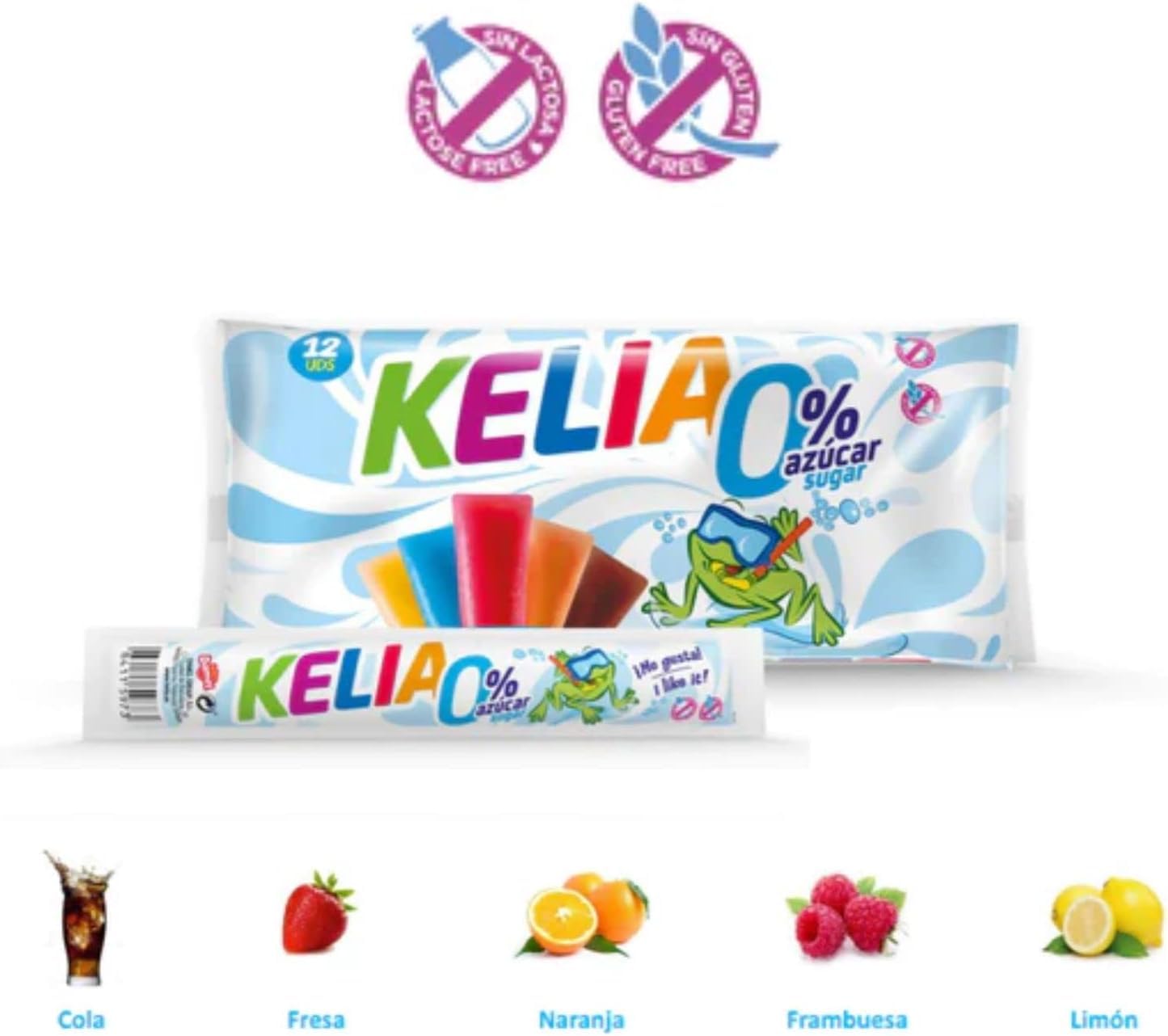 Polos Flash Kelia SIN AZUCAR - 60 Unidades de Flash - Polines Flax Sin Azucar - 5 Sabores: Fresa, Cola, Naranja, Limon y Frambuesa - Polos Kelia Sin Azucar - 3
