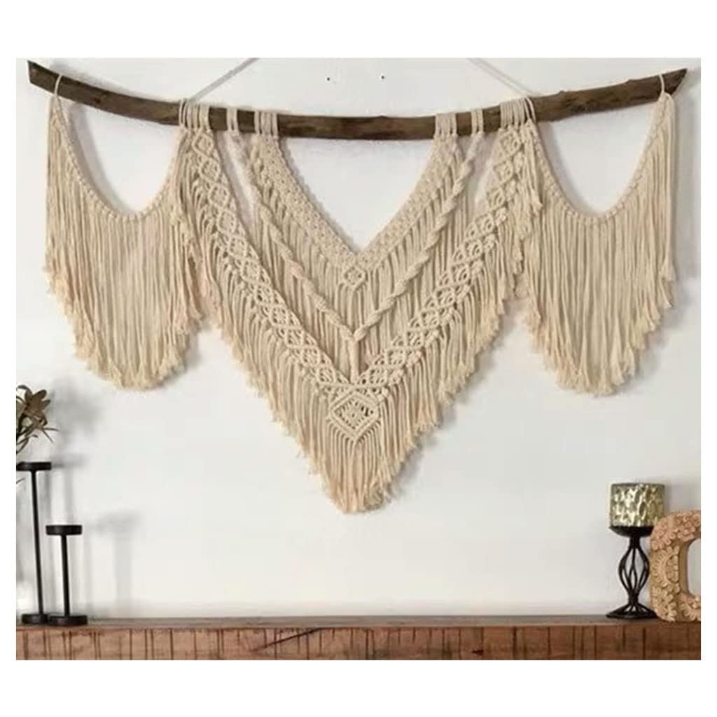 Tapiz de decoración del hogar montado en la Pared, Ramas de árboles Naturales y Decoraciones de Pared Tejidas con Hilo de algodón