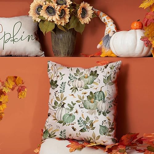 Miniatura 2 de DFXSZ Fundas de almohada de otoño de 16 x 16 pulgadas, juego de 2 fundas de almohada decorativas de calabaza y hojas de arce para decoración de