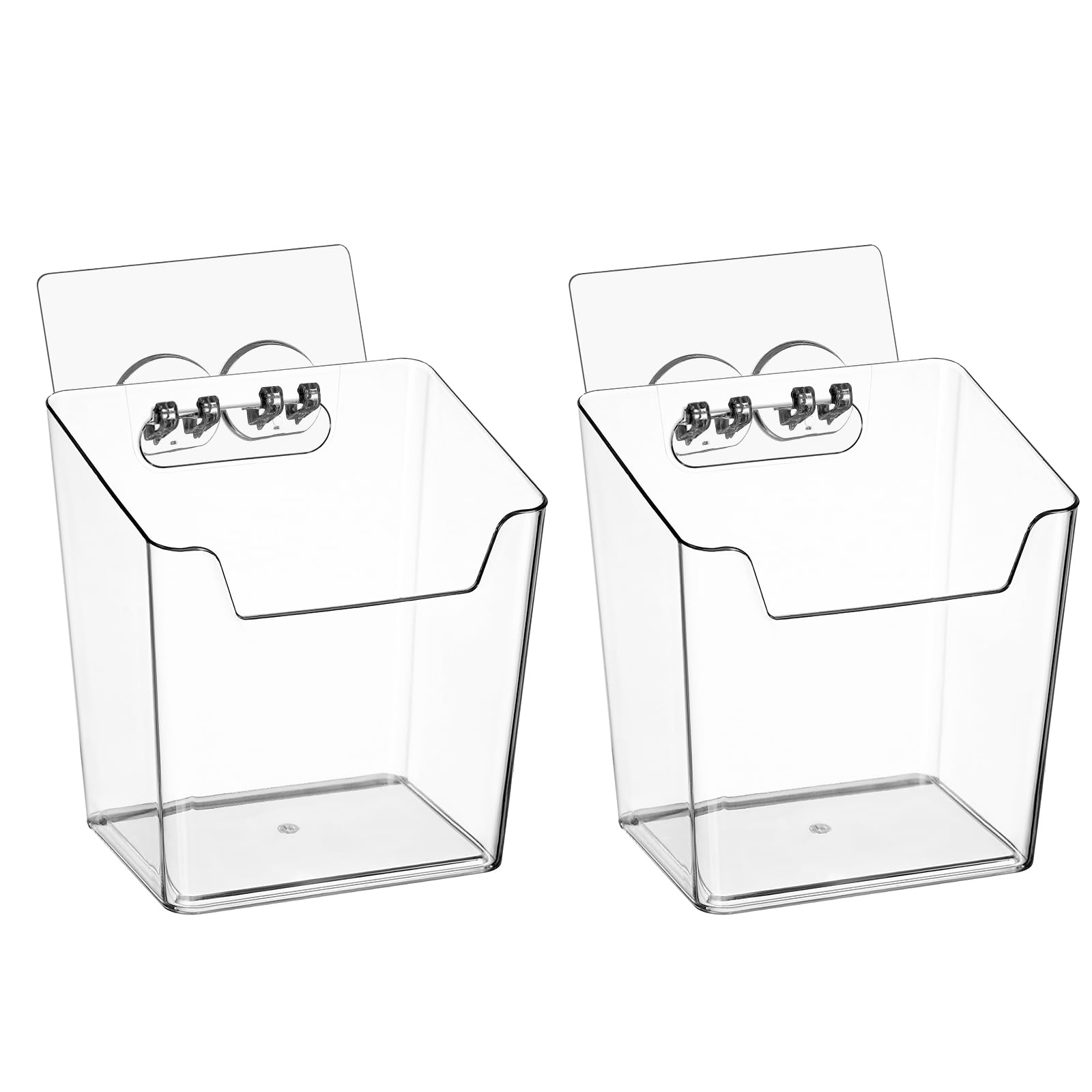 2-Pack Kitchen Cabinet Door Organizer Adhesive Hanging Storage Bins Stick on Wall Storage Container Bathroom Floating Bins Wall