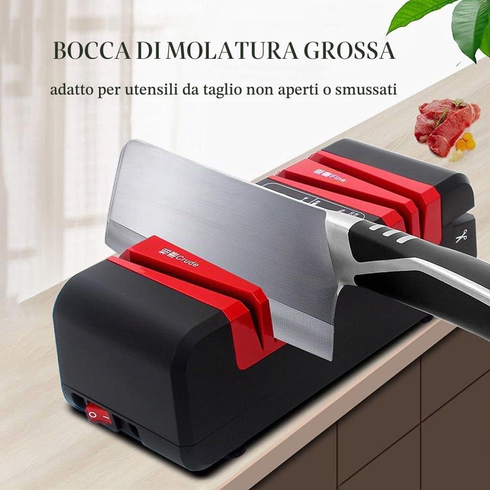 Affilatrice elettrica Da Casa, Rivestimento Diamante, Motore Potente da 60W, Affilatrice elettrica Professionale, Temperamatite Tre in Uno Per Coltelli da Cucina, Forbici e Cacciaviti