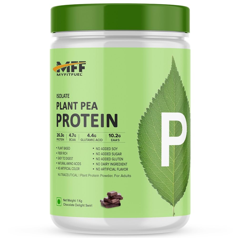 MyFitFuel Clean Plant Pea Protein Isolate (26.3g Protein, 4.7g BCAA, 10.2g EAA) |Easy to Digest | Vegan Plant Protein Powder [1Kg, 28 Servings, (Chocolate Delight Swirl)]-image-20