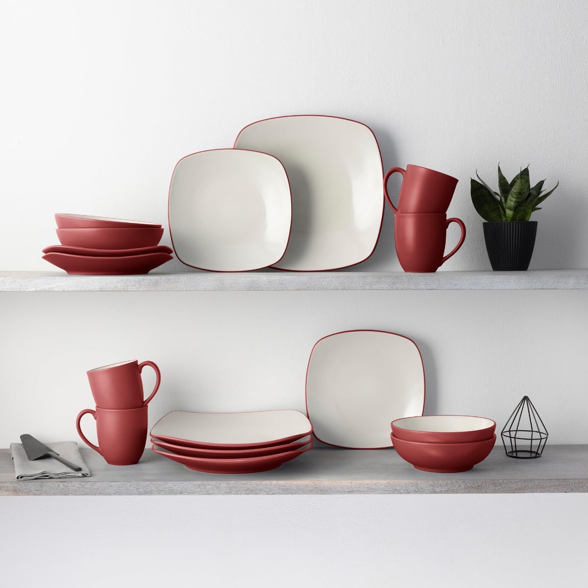 Noritake Colorwave Raspberry 16-Piece Square Dinnerware Set, Service For 4