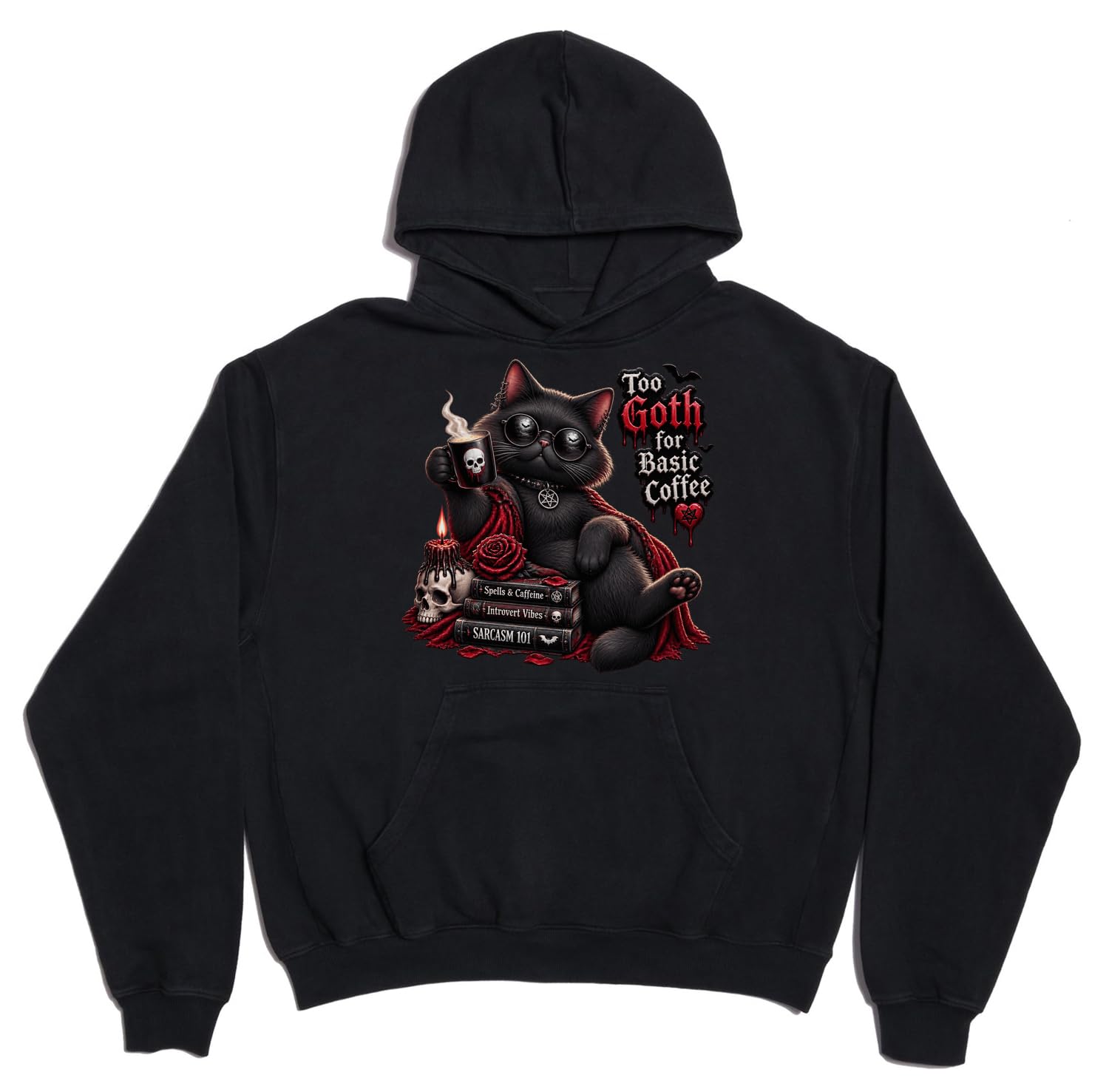 Felpa con cappuccio unisex oversize in misto cotone pesante gotico che gode di un caffè scuro