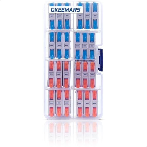 Miniatura 8 de GKEEMARS 48 conectores de cable de palanca, 1 conductor, kit de conectores de empalme para circuito en línea 24-12 AWG